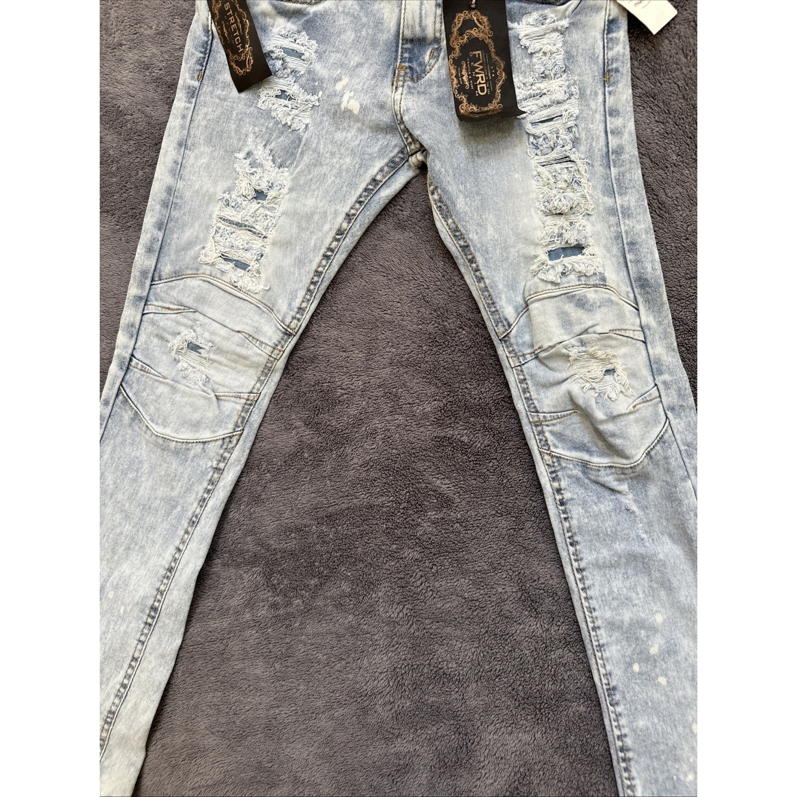 Fwrd Denim Girls Size 14 Distressed Slim Fit Jeans Acid Wash Stretch Nwt — image 3 of 8